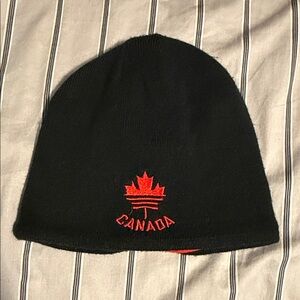 Adidas Olympics Team Canada Black Beanie with Red Embroidery